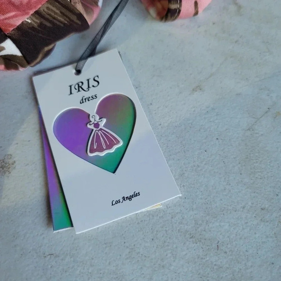 NWT IRIS Feather Print Sleveless MAXI DRESS Two SLITs Jersey Stretch sz M - Picture 13 of 14